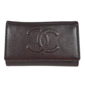 Chanel Key Case Brown Calfskin Small Good 117140